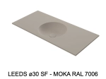 Plan vasque lavabo circulaire ⦰ 30 cm sur mesure Largeur 50 à 201 x P 40 à 51 cm Finition lisse 10 couleurs au choix, Anti bactérien Résine Akrytan® dans la masse Livraison Offerte.